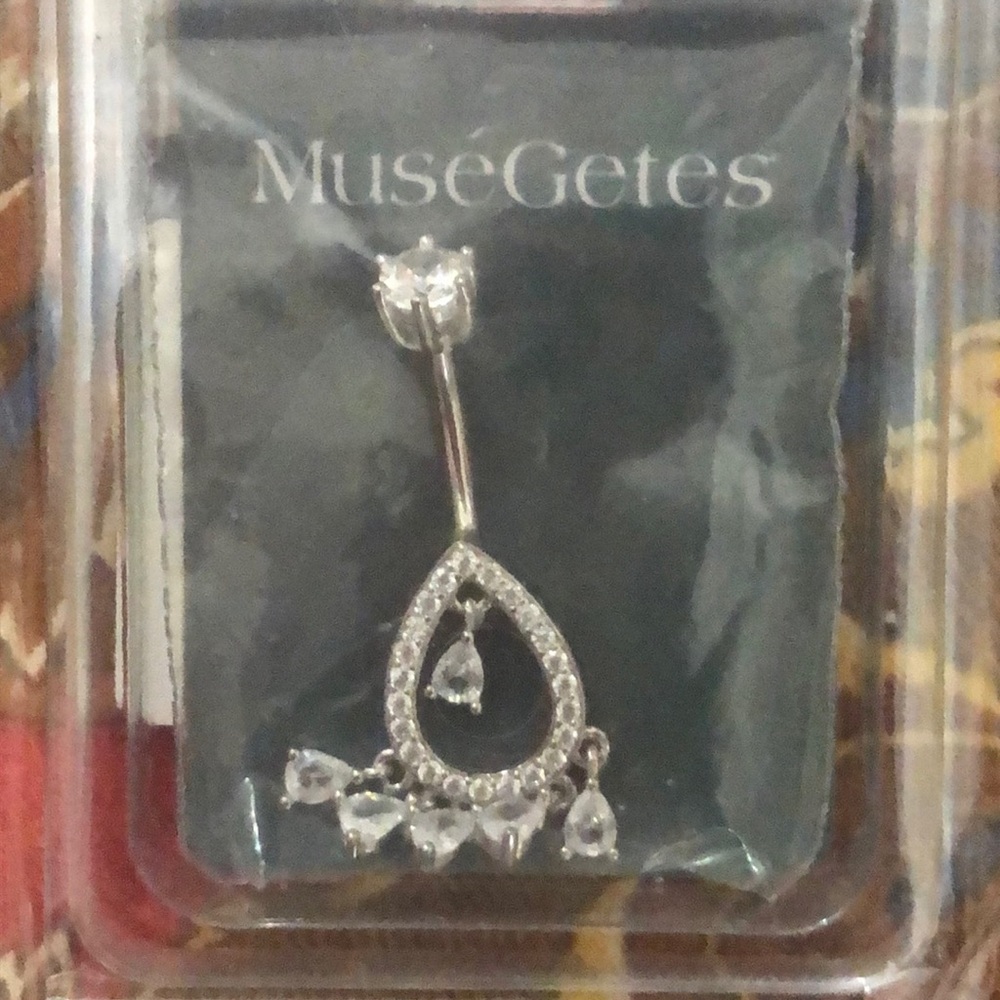 Sterling Silver CZ Chandelier Belly Button Ring